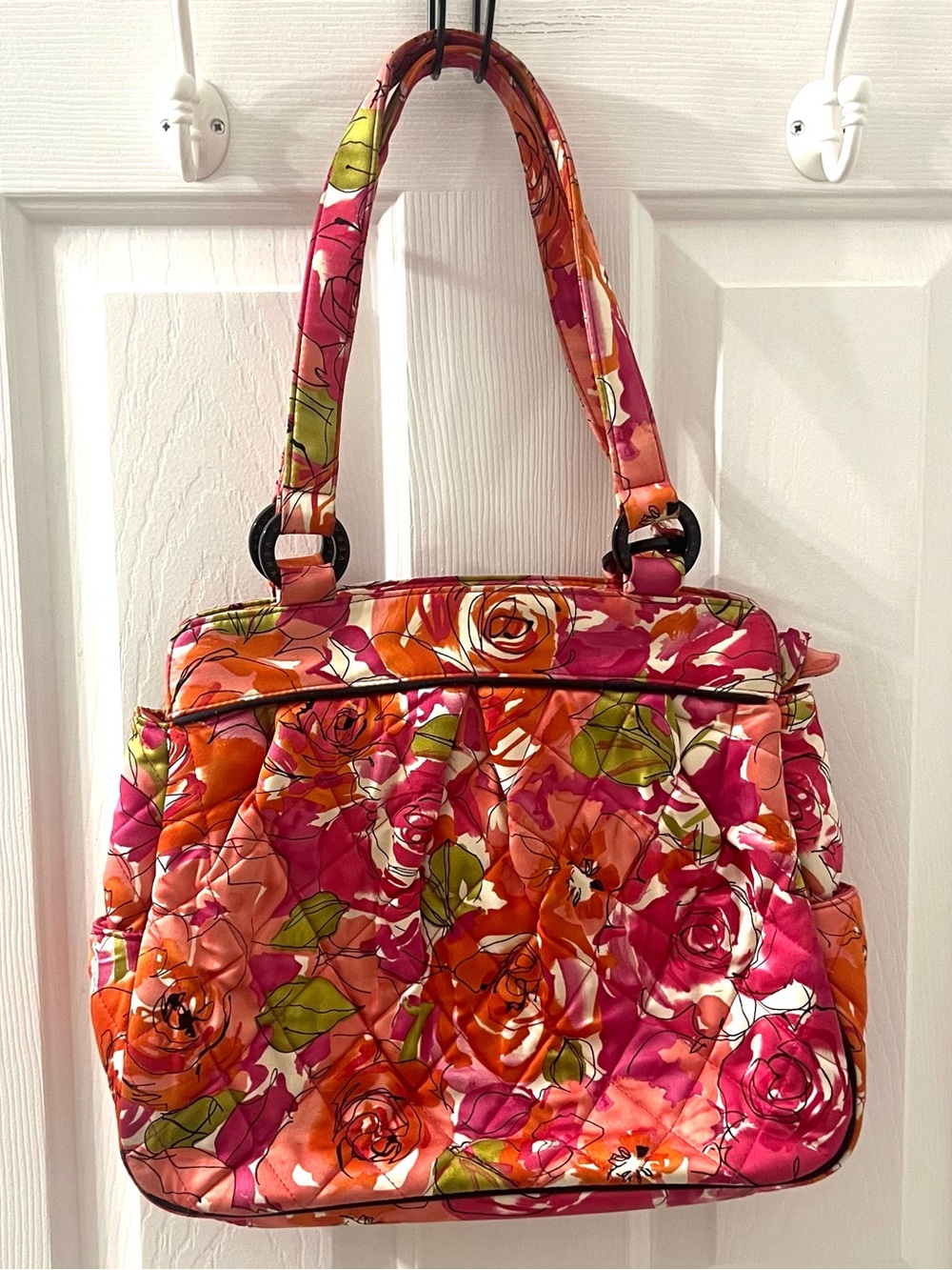 Vera Bradley Wilma Shoulder Bag "Vintage Rose" Floral RETIRED 11.5x14”
